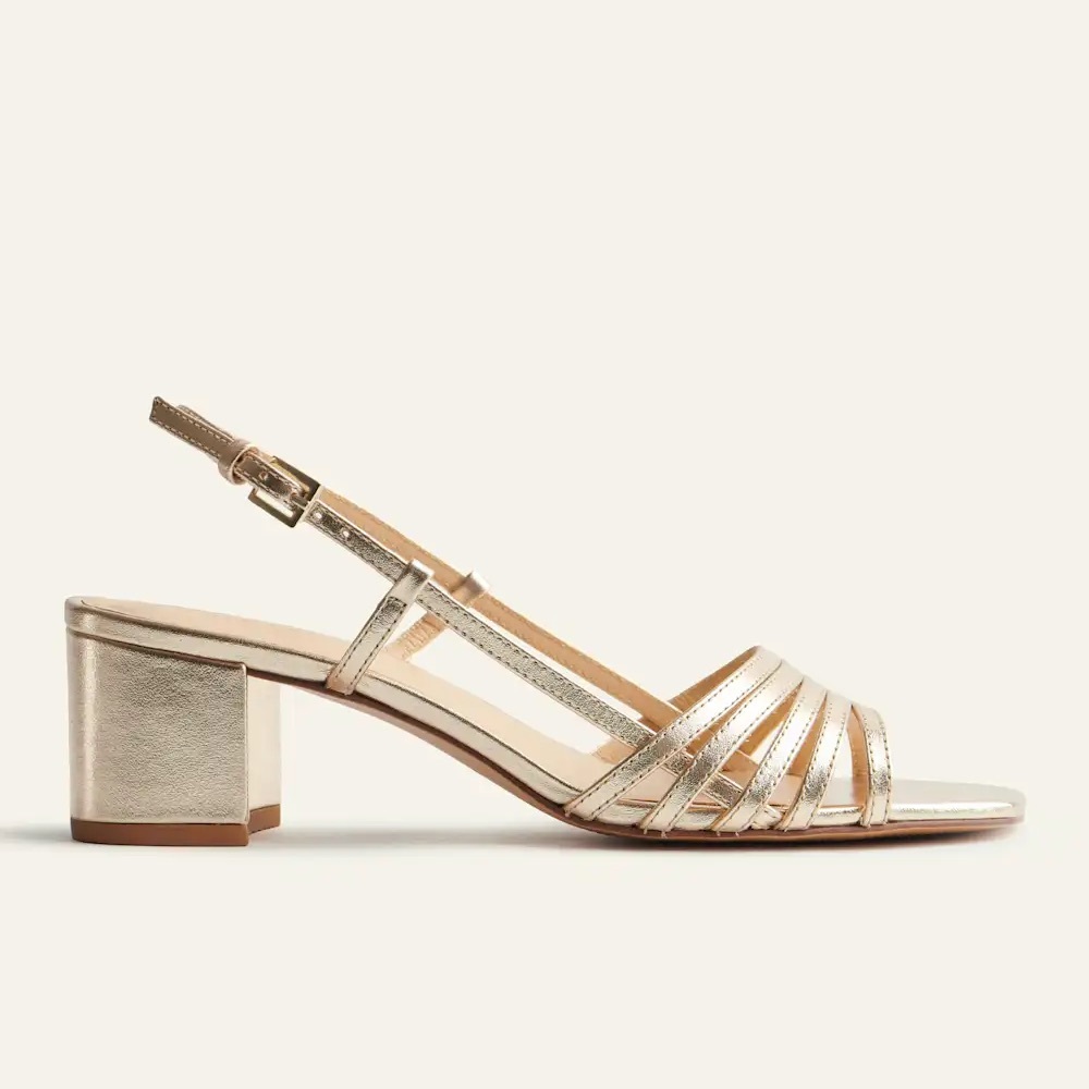 Reformation Gold Block Heel Sandals - Picture 2 of 5